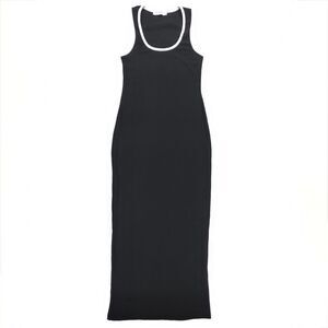 NEW Petal & Pup Ribbed Knit Midi Tank Dress Black 90s Y2k Clean Girl Minimal XL